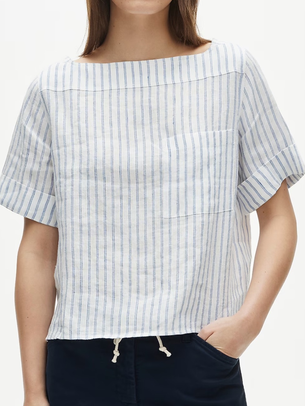 J.Crew Boatneck T-shirt in striped linen